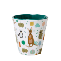 Kids Small Melamine Cup Green Party Animal Print Rice DK